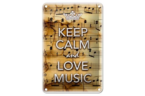Blechschild Spruch 12x18cm Keep Calm and love music Dekoration