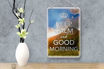 Panneau en étain disant 12x18cm, décoration Keep Calm and good Morning 4