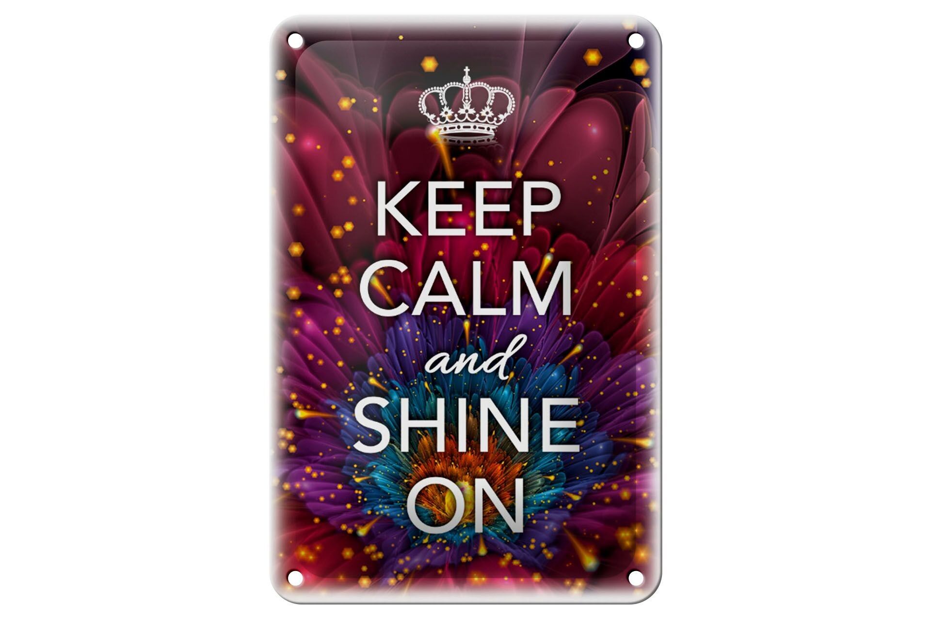 Targa in metallo con scritta "Keep Calm and Shine on decoration" 12x18 cm