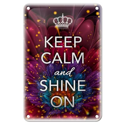 Cartel de chapa que dice 12x18cm Keep Calm and Shine en decoración.