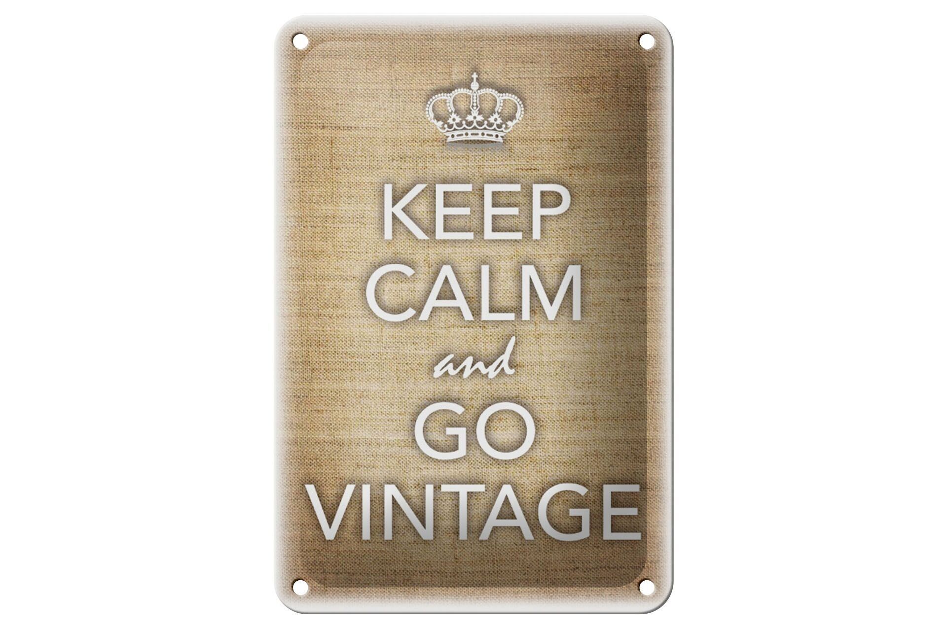 Targa in metallo con scritta "Keep Calm and Go" 12x18 cm, decorazione vintage