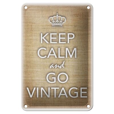 Targa in metallo con scritta "Keep Calm and Go" 12x18 cm, decorazione vintage