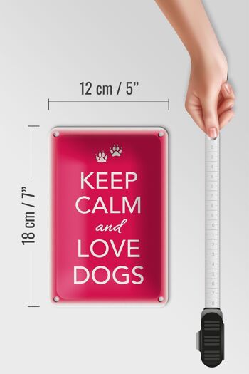 Panneau en étain disant 12x18cm, décoration de chien Keep Calm and love dogs 5
