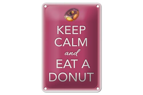 Blechschild Spruch 12x18cm Keep Calm and eat a donut Dekoration