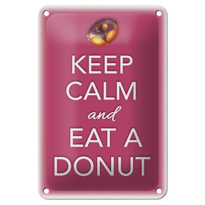 Cartel de chapa que dice 12x18cm Keep Calm and eat a donut decoración