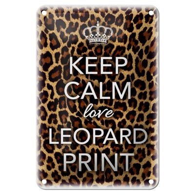 Letrero de chapa que dice 12x18cm Keep Calm love decoración con estampado de leopardo