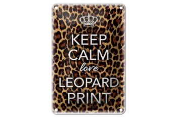 Panneau en étain disant 12x18cm, décoration imprimée léopard Keep Calm love 1