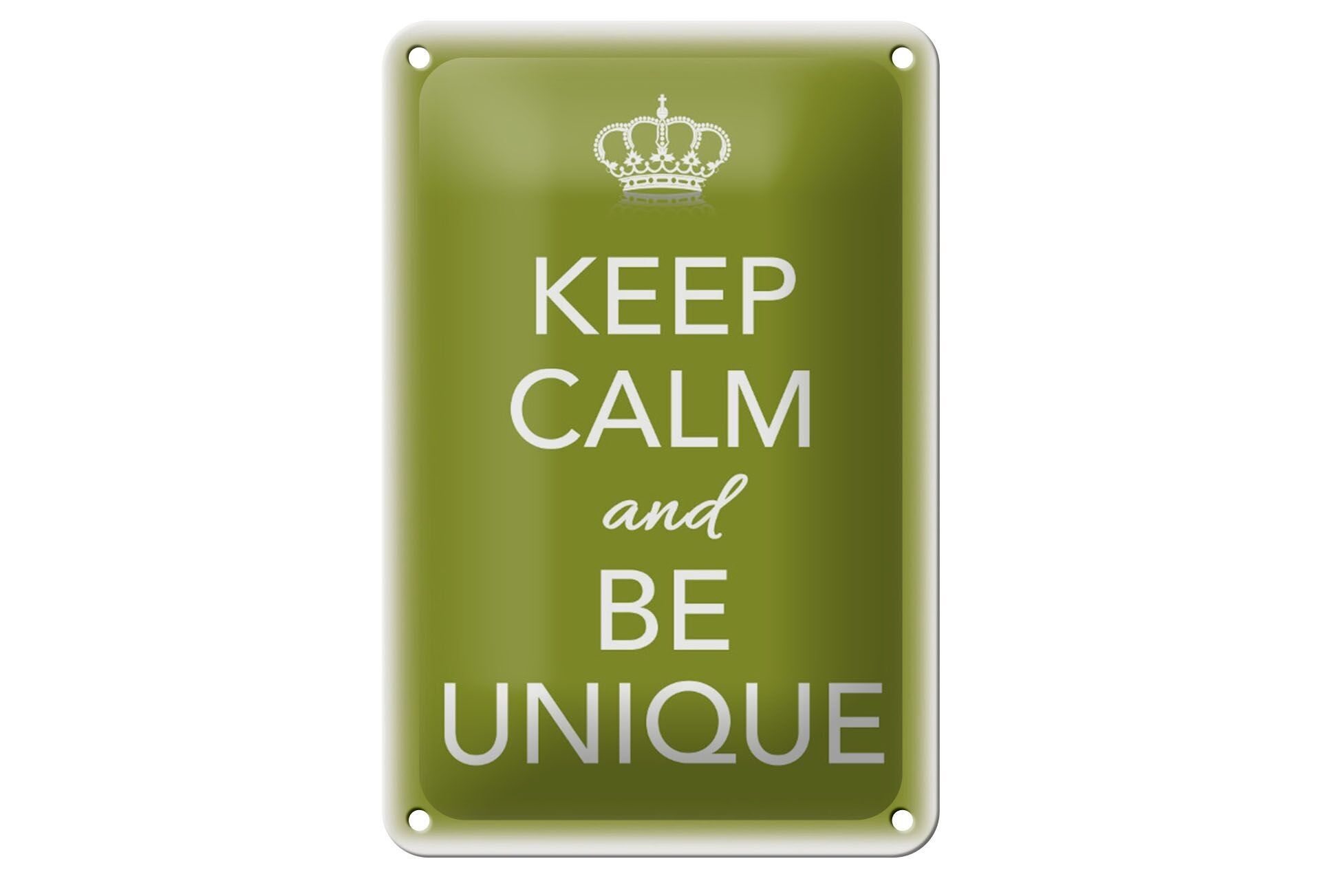 Targa in metallo con scritta "Mantieni la calma e sii una decorazione unica" 12x18 cm