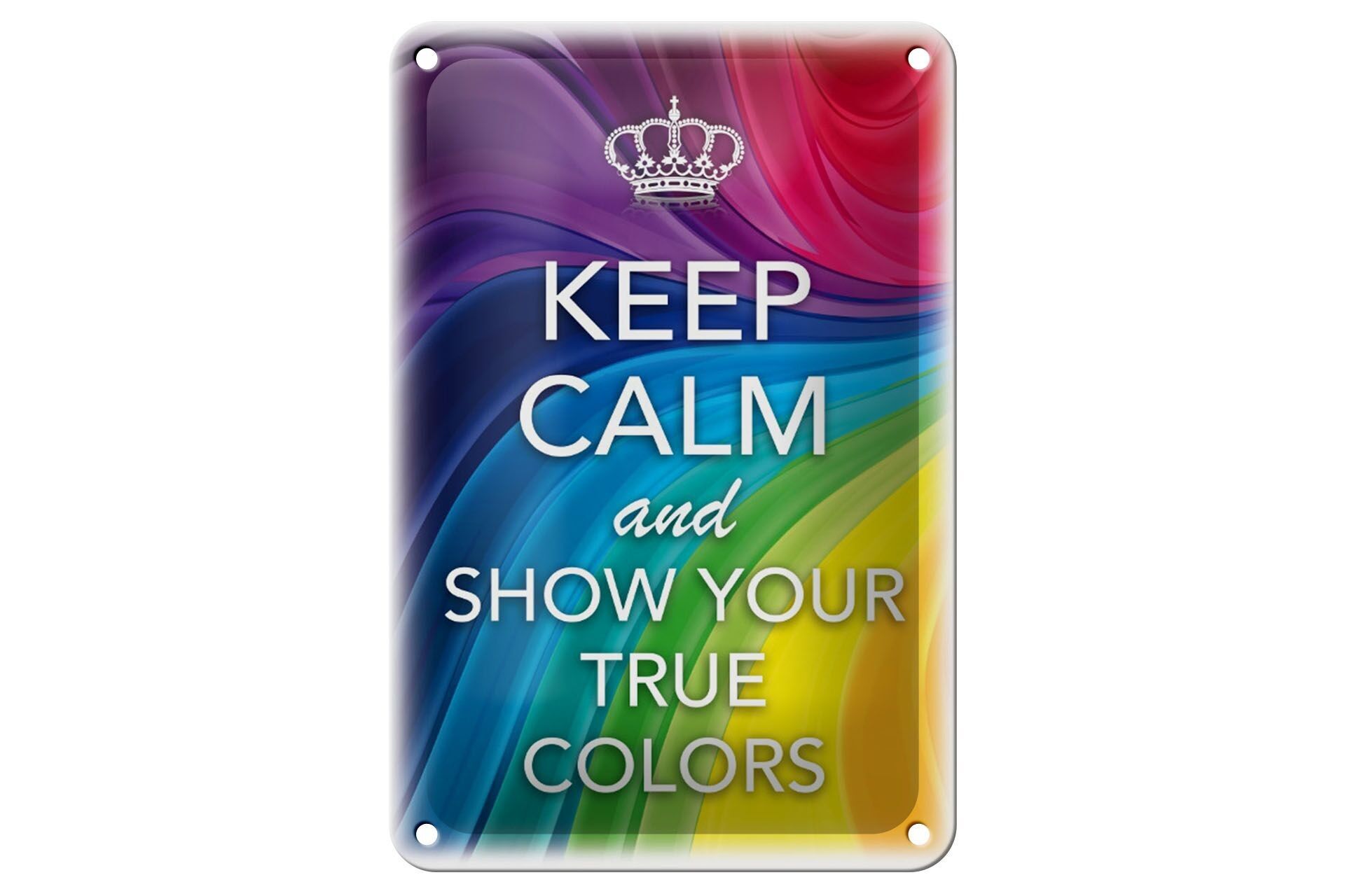 Targa in metallo con scritta "Keep Calm" 12x18 cm e mostra decorazioni con colori realistici