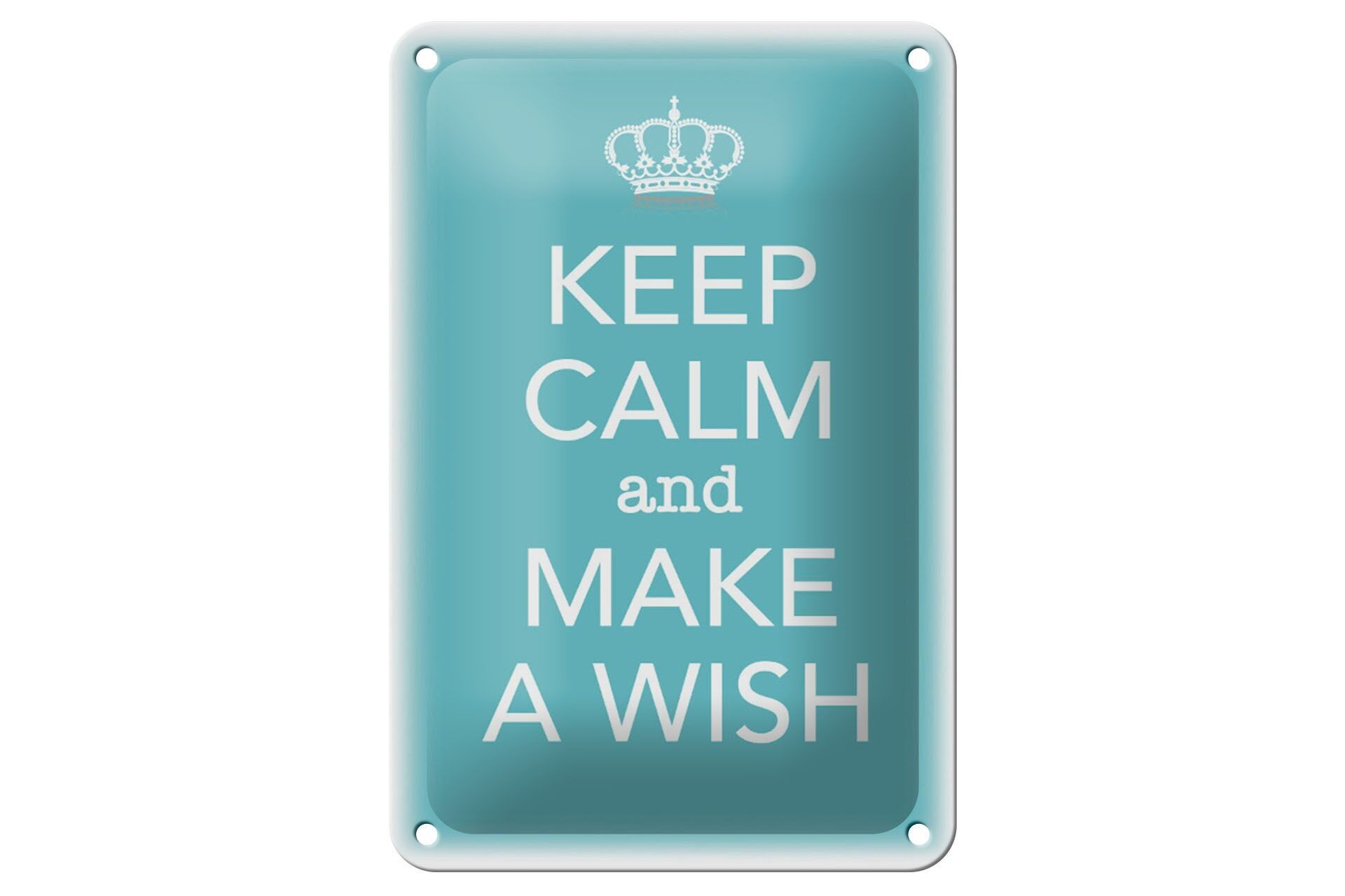 Blechschild Spruch 12x18cm Keep Calm and make a wish Dekoration