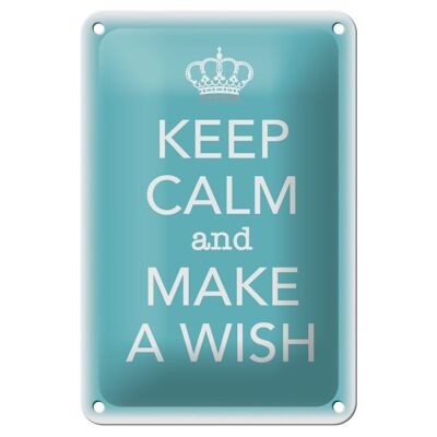 Blechschild Spruch 12x18cm Keep Calm and make a wish Dekoration
