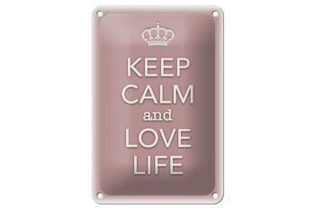 Panneau en étain disant 12x18cm, décoration Keep Calm and love life 1