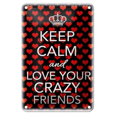 Letrero de chapa que dice 12x18cm Keep Calm and love decoración de amigos locos