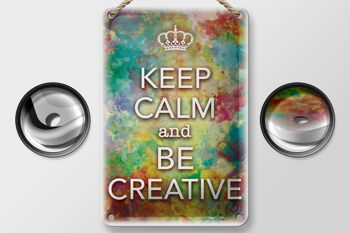 Panneau en étain disant 12x18cm Keep Calm and be creative decoration 2