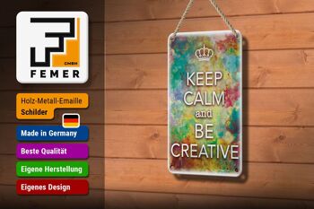 Panneau en étain disant 12x18cm Keep Calm and be creative decoration 3