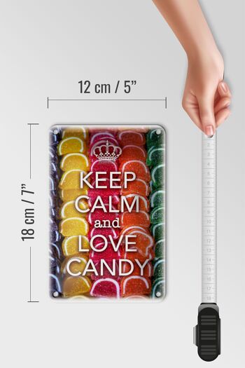 Panneau en étain disant 12x18cm, décoration de bonbons Keep Calm and love 5