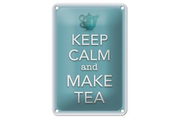 Plaque en étain disant 12x18cm Keep Calm and make tea decoration 1
