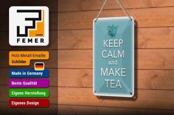 Plaque en étain disant 12x18cm Keep Calm and make tea decoration 3