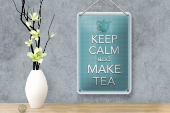Plaque en étain disant 12x18cm Keep Calm and make tea decoration 4