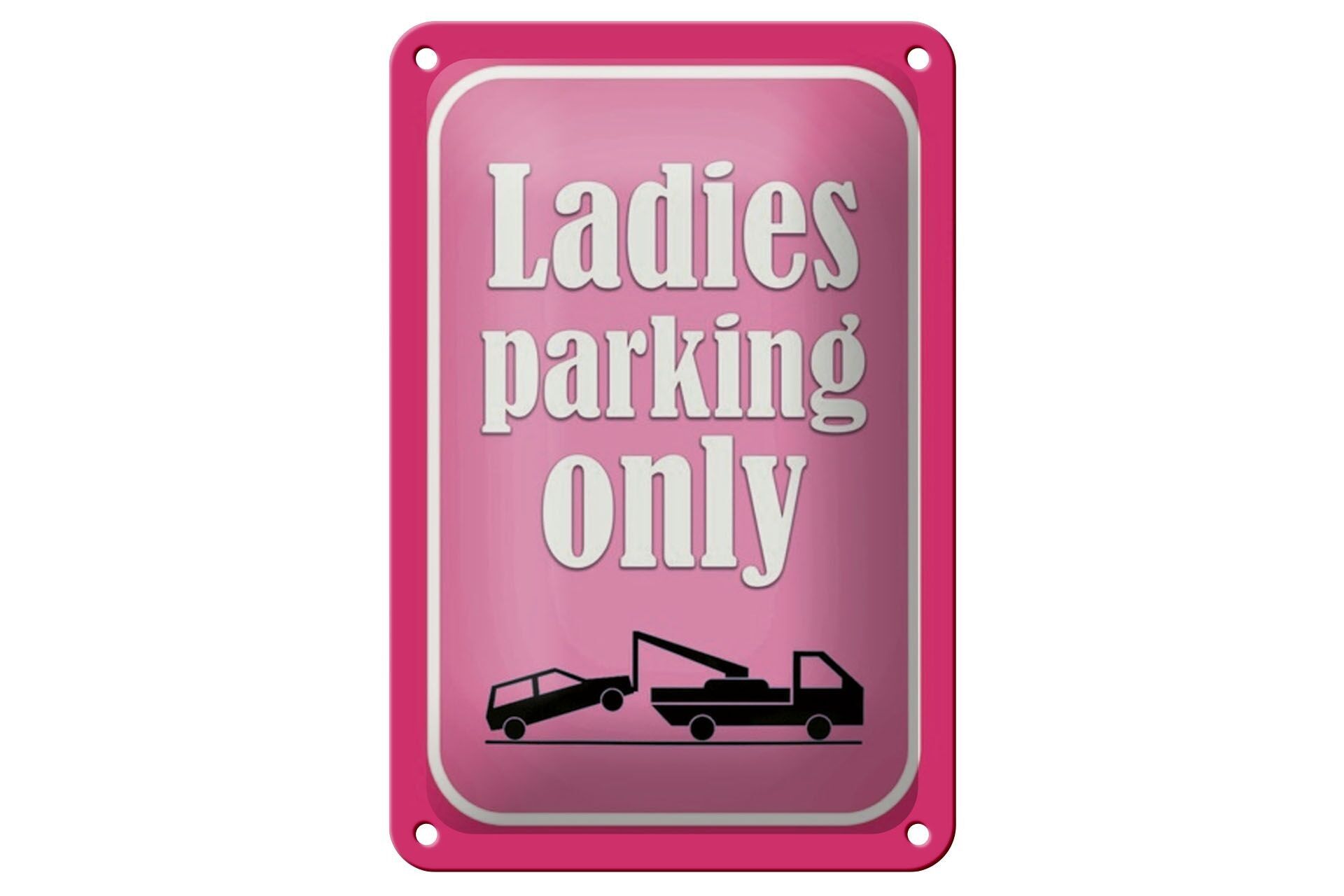 Targa in metallo parcheggio 12x18 cm Parcheggio per donne solo decorazione rosa