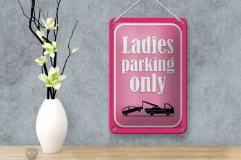 Plaque de stationnement en tôle 12x18cm Parking pour dames uniquement, décoration rose 4