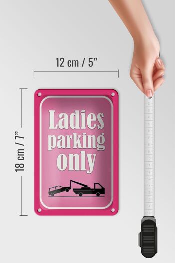 Plaque de stationnement en tôle 12x18cm Parking pour dames uniquement, décoration rose 5