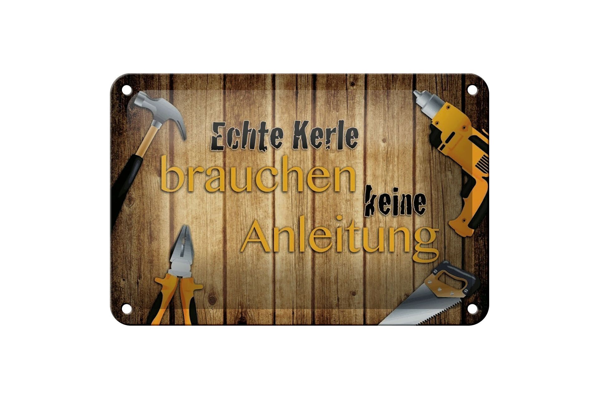 Cartel de chapa que dice 18x12cm Los chicos no necesitan decoración con instrucciones.