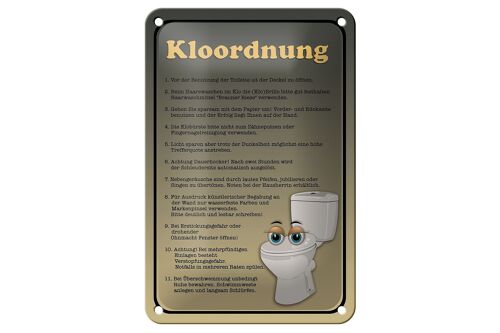 Blechschild Spruch 12x18cm Kloordnung Toilette WC Regeln Dekoration