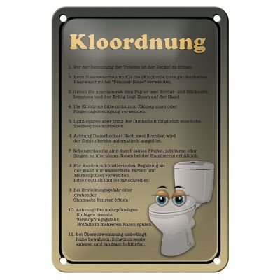 Targa in metallo con scritta 12 x 18 cm, norme per la toilette, decorazione delle regole della toilette