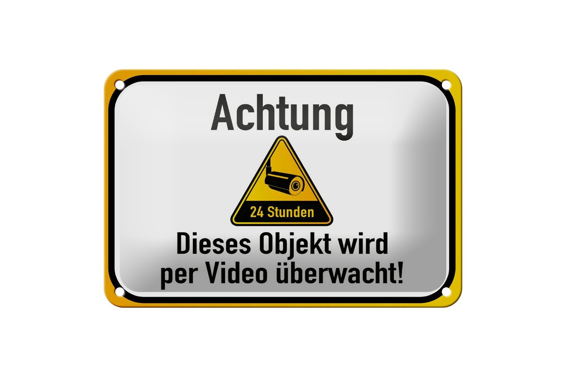 Blechschild Hinweis 18x12cm Achtung Objekt videoüberwacht Dekoration