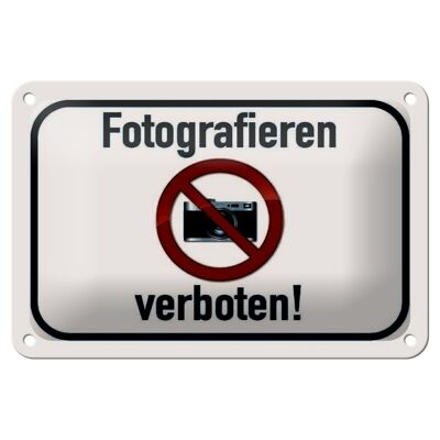 Cartel de chapa aviso 18x12cm fotografía prohibida decoración