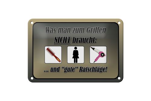 Blechschild Spruch 18x12cm was zum Grillen nicht braucht Dekoration