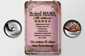 Panneau en étain indiquant 12x18cm Hotel Mama All inclusive, décoration 24h/24 et 7j/7 2