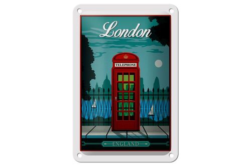 Blechschild London 12x18cm red Telephone England Telefon Dekoration