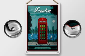 Panneau en étain Londres 12x18cm, téléphone rouge, décoration de téléphone anglais 2