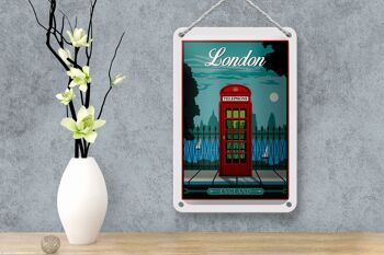 Panneau en étain Londres 12x18cm, téléphone rouge, décoration de téléphone anglais 4