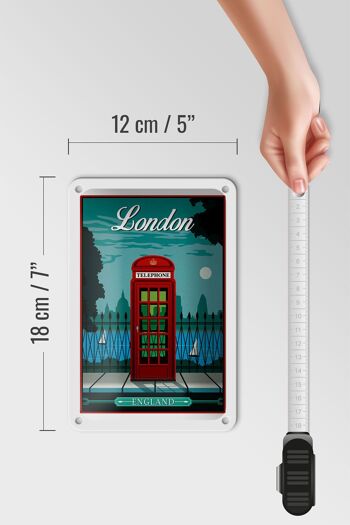 Panneau en étain Londres 12x18cm, téléphone rouge, décoration de téléphone anglais 5