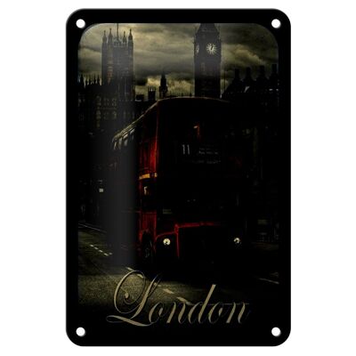 Metal sign London 12x18cm Sightseeing Bus red decoration