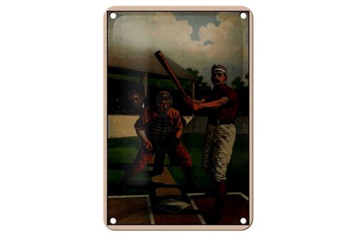 Blechschild Retro 12x18cm Baseball USA Schlagmann Dekoration