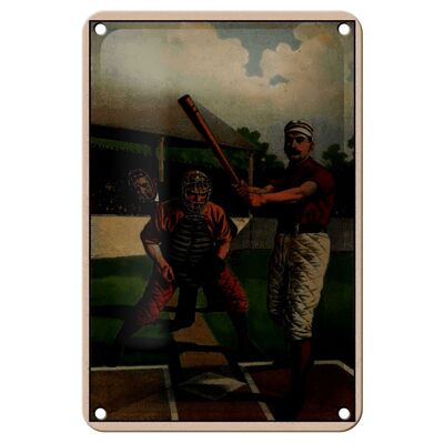 Blechschild Retro 12x18cm Baseball USA Schlagmann Dekoration