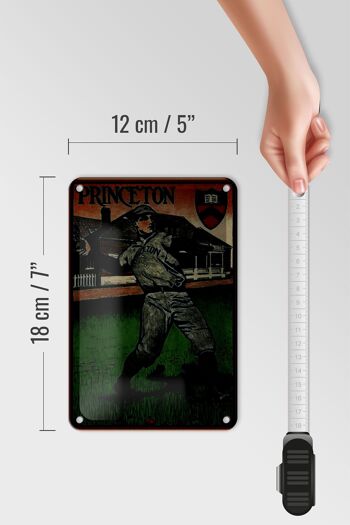 Panneau en étain rétro 12x18cm, décoration de Baseball Princeton 5