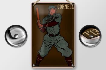 Signe en étain rétro 12x18cm, décoration de batteur de Baseball Cornell 2