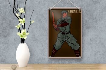 Signe en étain rétro 12x18cm, décoration de batteur de Baseball Cornell 4