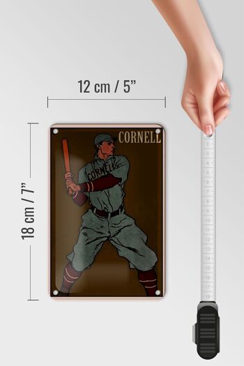 Signe en étain rétro 12x18cm, décoration de batteur de Baseball Cornell 5