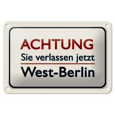 Cartel de chapa nota 18x12cm Atención te vas de Berlín decoración