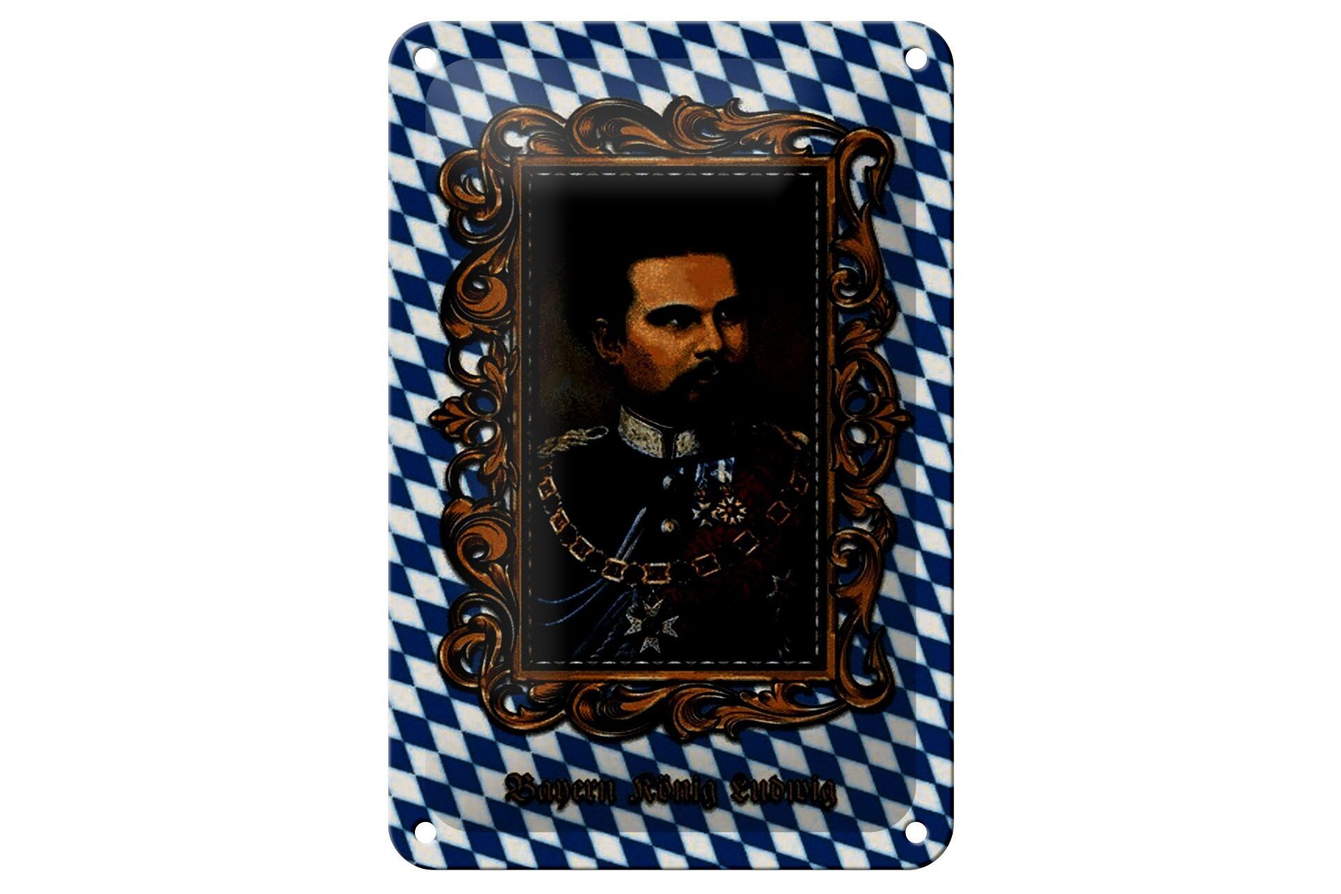 Cartel de chapa Baviera 18x12cm Decoración del retrato del rey Luis