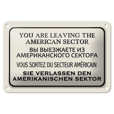 Blechschild Hinweis 18x12cm you leaving american sector Dekoration