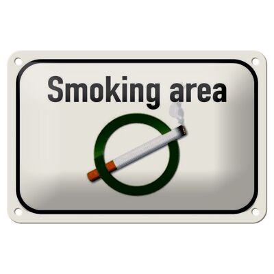 Cartel de chapa aviso 18x12cm Zona de fumadores decoración de habitación para fumadores