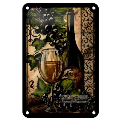 Cartel de chapa artístico, 12x18cm, bodegón, Vino Bianco, decoración de vino blanco