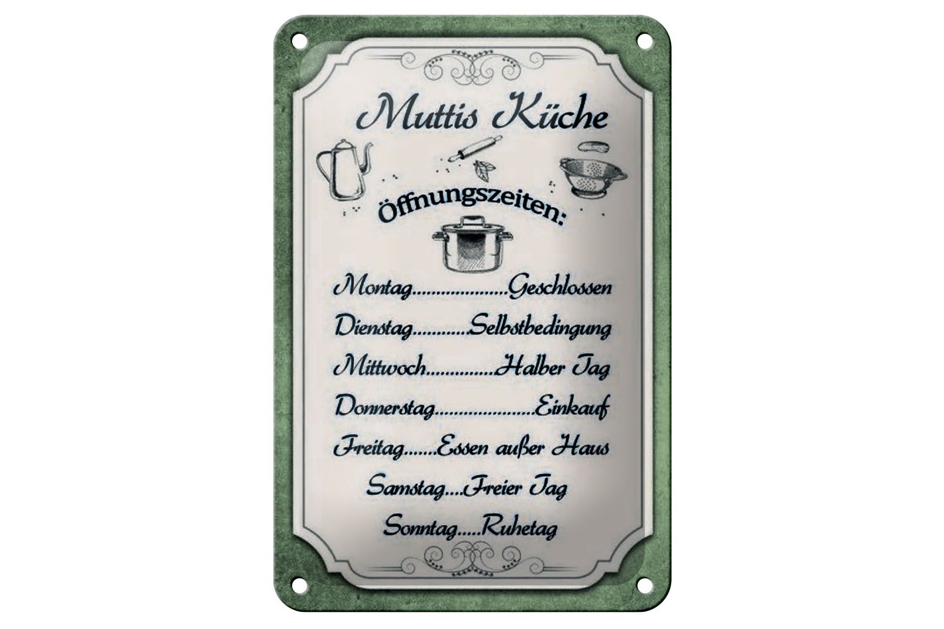 Tin sign saying 12x18cm Mom's kitchen opening hours decoration